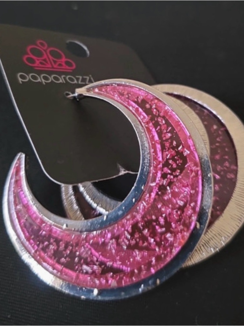 paparazzi Hot Pink Crescent Moon Earrings